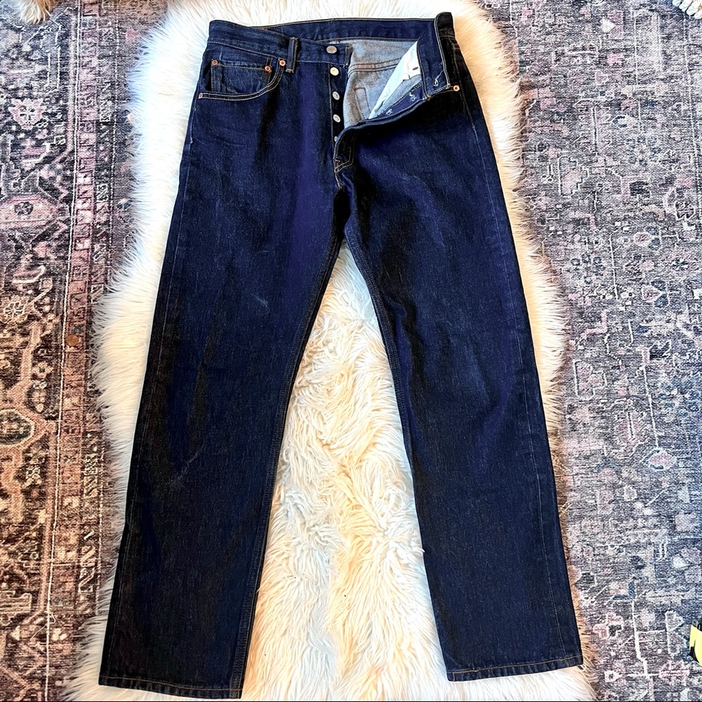 Men’s 501 Button Fly Jeans Straight Fit Size 32 X 32